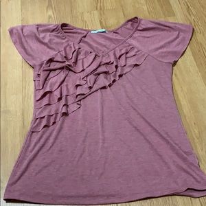 Maurcies xxl pink ruffled short sleeve